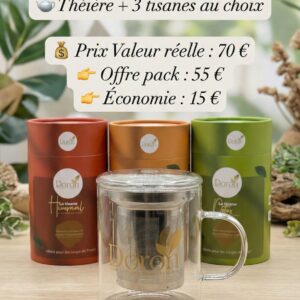 Théière Bien-Être + 3 Tisanes au Choix